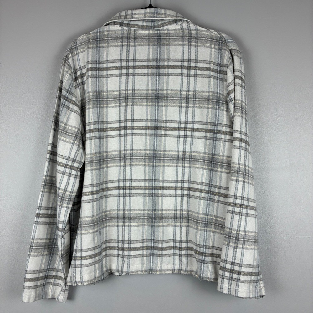 Jaclyn New York Pajama Set L Rayon Cotton Plaid Sleepwear Cozy Loungewear Grey - Picture 4 of 13